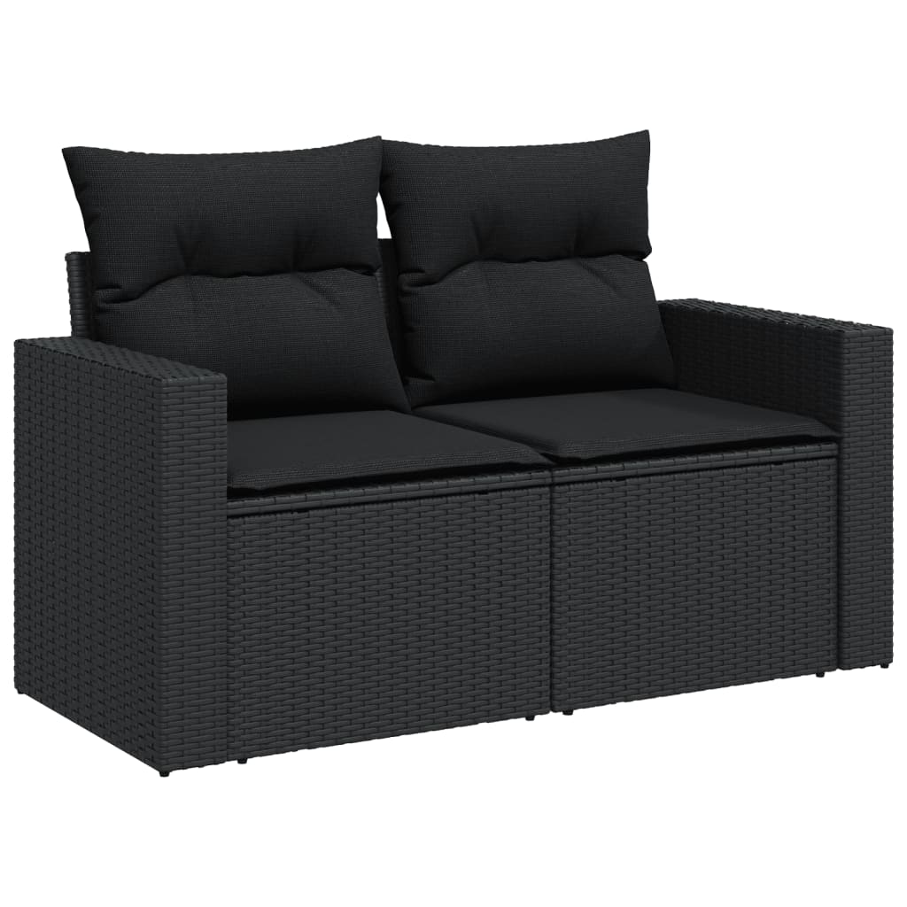 vidaXL 8-Piece Lounge Set with Cushions Poly Rattan Black