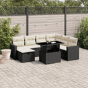 vidaXL 8-Piece Lounge Set with Cushions Poly Rattan Black