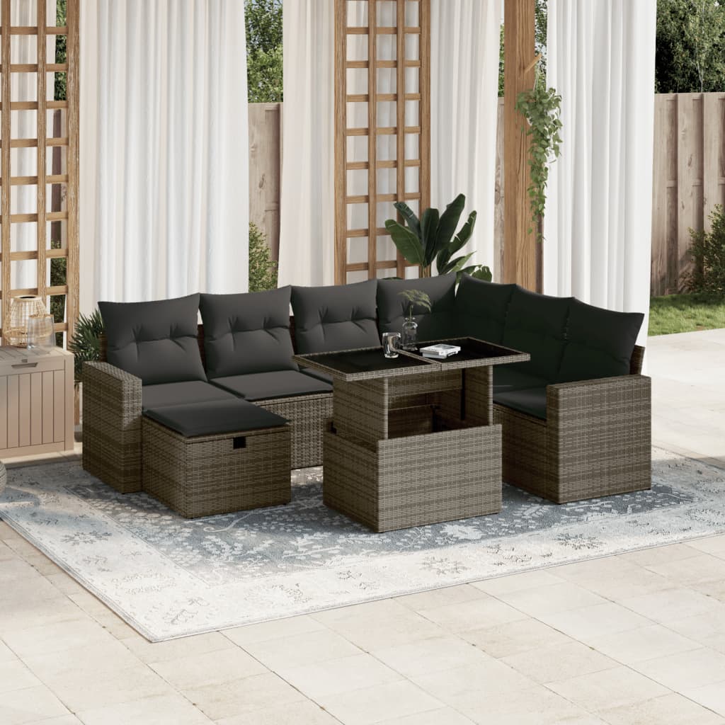 vidaXL 8-Piece Lounge Set with Cushions Poly Rattan Black
