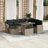 vidaXL 8-Piece Lounge Set with Cushions Poly Rattan Black