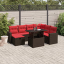 vidaXL 8-piece Garden Sofa Set with Cushions, Grey Poly Rattan