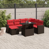 vidaXL 8-piece Garden Sofa Set with Cushions, Grey Poly Rattan