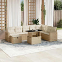 vidaXL 9-delige Loungeset met kussens poly rattan zwart