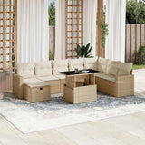 vidaXL 9-delige Loungeset met kussens poly rattan zwart