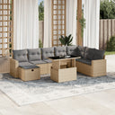 vidaXL 9-delige Loungeset met kussens poly rattan zwart