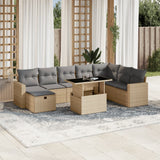 vidaXL 9-delige Loungeset met kussens poly rattan zwart