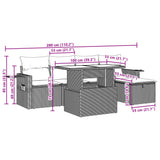 vidaXL 6-delige Loungeset met kussens poly rattan zwart