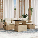 vidaXL 6-delige Loungeset met kussens poly rattan zwart
