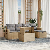 vidaXL 6-delige Loungeset met kussens poly rattan zwart