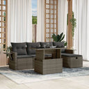 vidaXL 6-delige Loungeset met kussens poly rattan zwart