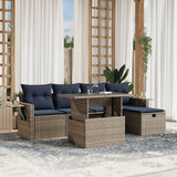 vidaXL 6-Piece Garden Sofa Set with Cushions Black Poly Rattan
