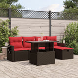 vidaXL 6-Piece Garden Sofa Set with Cushions Black Poly Rattan