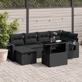 vidaXL 7-Piece Lounge Set with Cushions Poly Rattan Black