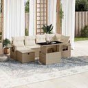 vidaXL 7-Piece Lounge Set with Cushions Poly Rattan Black