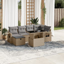 vidaXL 7-Piece Lounge Set with Cushions Poly Rattan Black