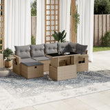 vidaXL 7-Piece Lounge Set with Cushions Poly Rattan Black