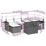 vidaXL 7-Piece Lounge Set with Cushions Poly Rattan Black