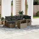 vidaXL 7-Piece Lounge Set with Cushions Poly Rattan Black