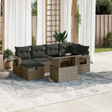 vidaXL 7-Piece Lounge Set with Cushions Poly Rattan Black