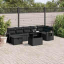 vidaXL 8-Piece Poly Rattan Lounge Set with Cushions Black