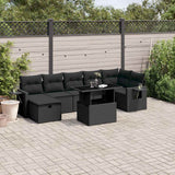 vidaXL 8-Piece Poly Rattan Lounge Set with Cushions Black
