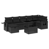 vidaXL 8-Piece Poly Rattan Lounge Set with Cushions Black