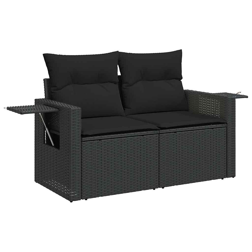 vidaXL 8-Piece Poly Rattan Lounge Set with Cushions Black