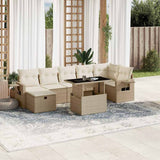 vidaXL 8-Piece Poly Rattan Lounge Set with Cushions Black