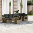 vidaXL 8-Piece Poly Rattan Lounge Set with Cushions Black