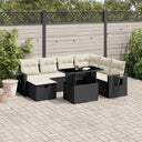 vidaXL 8-piece Lounge Set with Cushions Poly Rattan Black