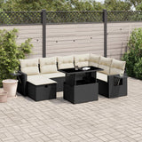 vidaXL 8-piece Lounge Set with Cushions Poly Rattan Black