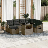 vidaXL 8-piece Lounge Set with Cushions Poly Rattan Black