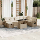vidaXL 9-delige Loungeset met kussens poly rattan zwart