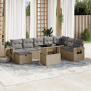 vidaXL 9-delige Loungeset met kussens poly rattan zwart