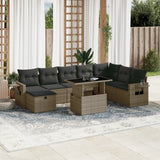 vidaXL 9-delige Loungeset met kussens poly rattan zwart