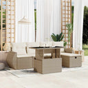 vidaXL 6-delige Loungeset met kussens poly rattan zwart