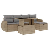 vidaXL 6-delige Loungeset met kussens poly rattan zwart