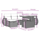 vidaXL 7-delige Loungeset met kussens poly rattan zwart