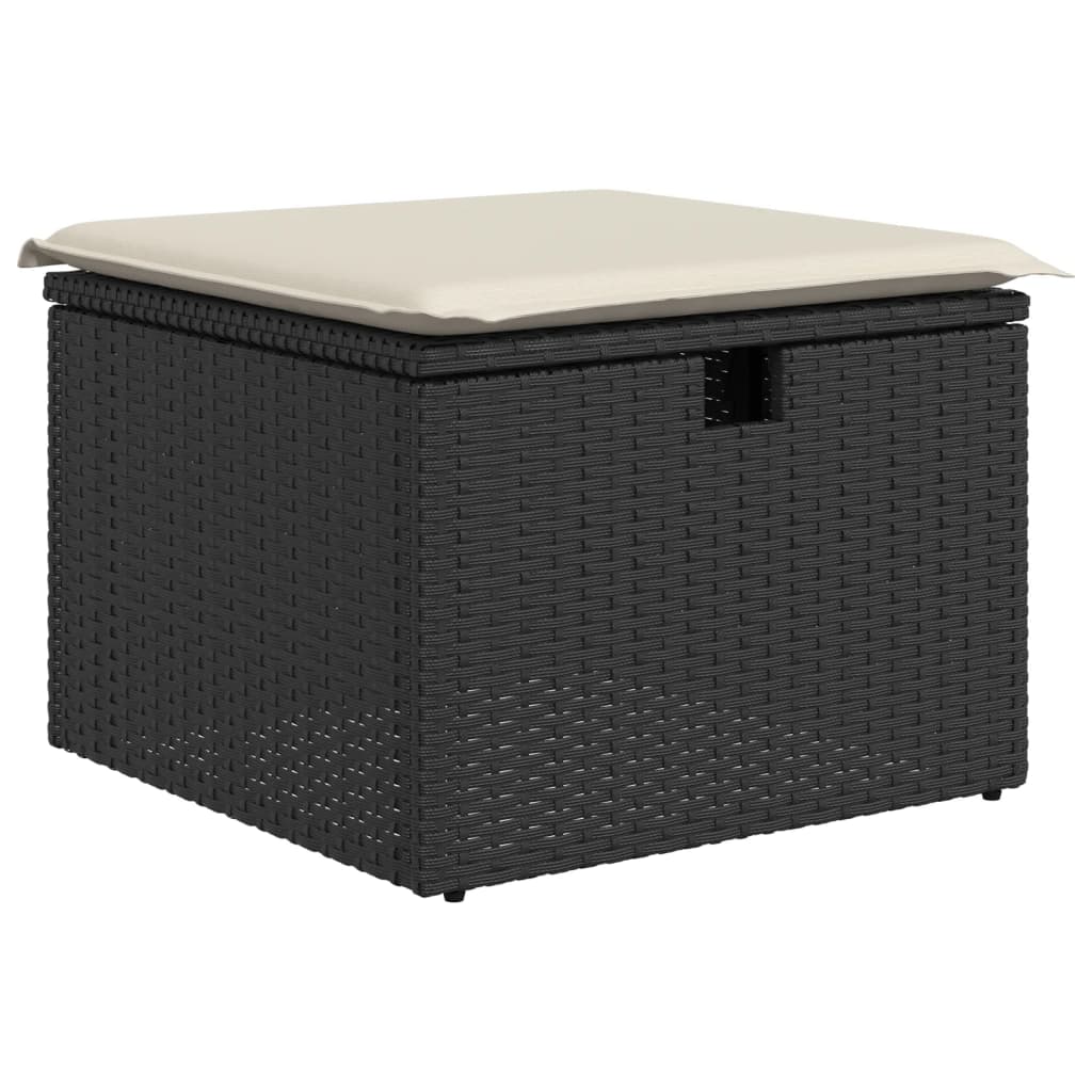 vidaXL 7-delige Loungeset met kussens poly rattan zwart