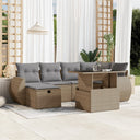 vidaXL 7-delige Loungeset met kussens poly rattan zwart