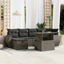 vidaXL 7-delige Loungeset met kussens poly rattan zwart