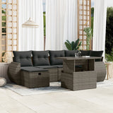 vidaXL 7-delige Loungeset met kussens poly rattan zwart