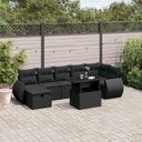 vidaXL 8-Piece Poly Rattan Lounge Set with Cushions Black