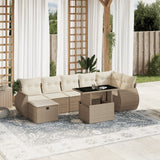 vidaXL 8-Piece Poly Rattan Lounge Set with Cushions Black