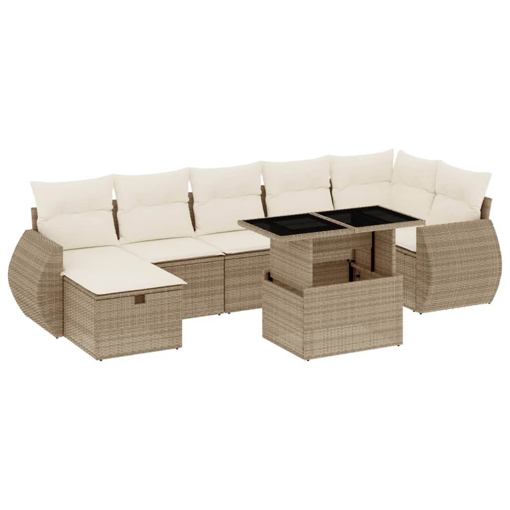 vidaXL 8-Piece Poly Rattan Lounge Set with Cushions Black