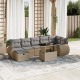 vidaXL 8-Piece Poly Rattan Lounge Set with Cushions Black