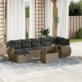 vidaXL 8-Piece Poly Rattan Lounge Set with Cushions Black