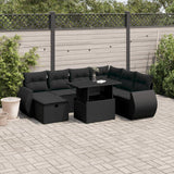 vidaXL 8-Piece Poly Rattan Lounge Set with Cushions Black