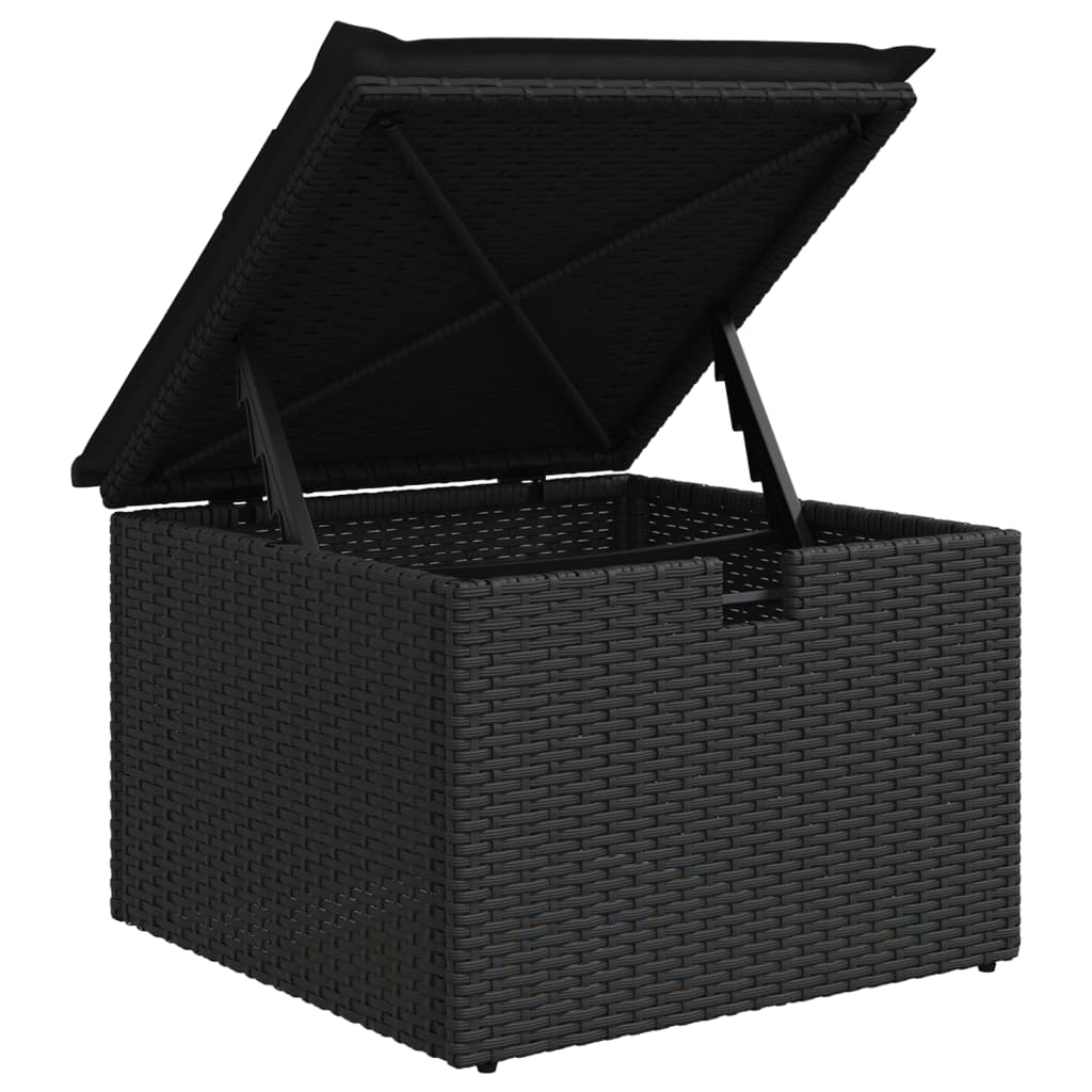 vidaXL 8-Piece Poly Rattan Lounge Set with Cushions Black
