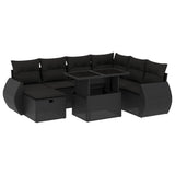 vidaXL 8-Piece Poly Rattan Lounge Set with Cushions Black
